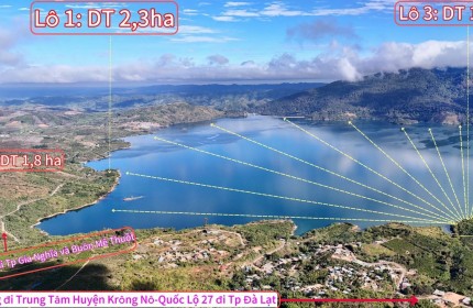 Bán 10.000m2 đất view hồ hình chiếc lá độc nhất vô nhị tại hồ Nam Ka, đất có 220m mặt tiền hồ