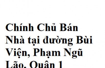 Chính Chủ Bán Nhà tại đường Bùi Viện, Phạm Ngũ Lão, Quận 1