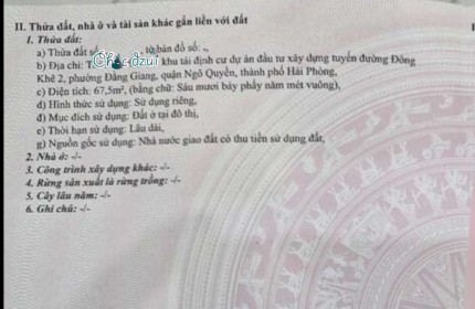 Bán đất Tái định cư Cây Đa, diện tích 67.5m GIÁ 4.35 tỉ vị trí gần Văn Cao