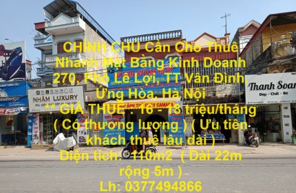 CHÍNH CHỦ Cần Cho Thuê Nhanh Mặt Bằng Kinh Doanh 270, Phố Lê Lợi, TT Vân Đình, Ứng Hòa, Hà Nội