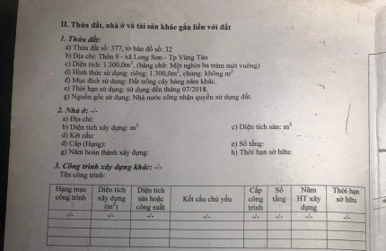 Sở Hữu Ngay LÔ ĐẤT CHÍNH CHỦ - Mặt Tiền Tại Thôn 9 Xã Long Sơn, TP Vũng Tàu, BRVT