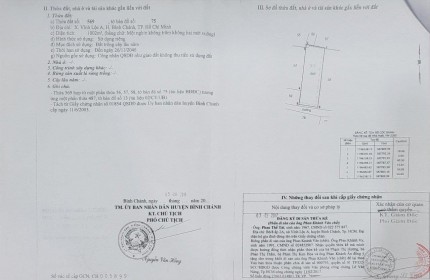 Đất Đẹp - Giá Tốt - Chính Chủ Cần Bán Lô Đất  Tại Xã Vĩnh Lộc A, Bình Chánh ,HCM