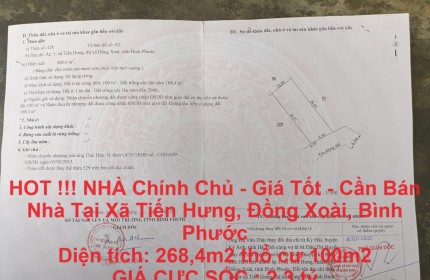 HOT !!! NHÀ Chính Chủ - Giá Tốt - Cần Bán Nhà Tại Xã Tiến Hưng, Đồng Xoài, Bình Phước