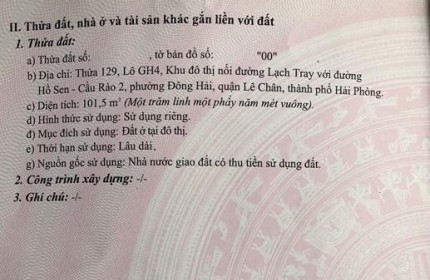 Bán đất tuyến 2 Khu Đô Thị ICC Lạch Tray - Quán Mau, diện tích 102m GIÁ 10 tỉ cực đẹp