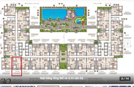 Bán căn hộ 1PN+, HT PEARL Bình Dương, Chính chủ 100%, 61m2, view Đông nam (hồ đá)