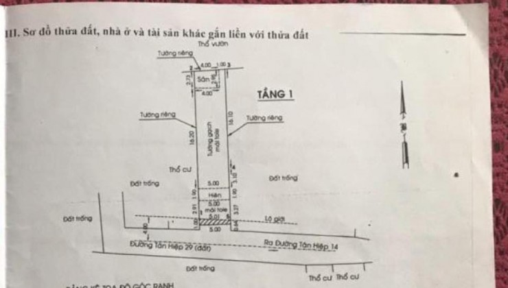 Bán nhà MT Tân Hiệp 14 HM, 130m2, 2 PN, ngang 5m, Đường 7m giá chỉ 3.x tỷ