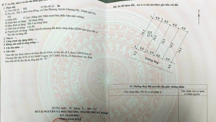 Cc gửi bán 2 lô đất 57.5m2, 1.x tỷ,  trục chính ô tô, Sơn Đồng, Tiên Phương, Chương Mỹ, HN