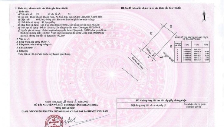 CHÍNH CHỦ CẦN TIỀN BÁN GẤP MẢNH ĐẤT TÂM HUYẾT Ở TỈNH LỘ 3 - CAM LÂM, GIÁ RẺ CHƯA TỪNG CÓ!