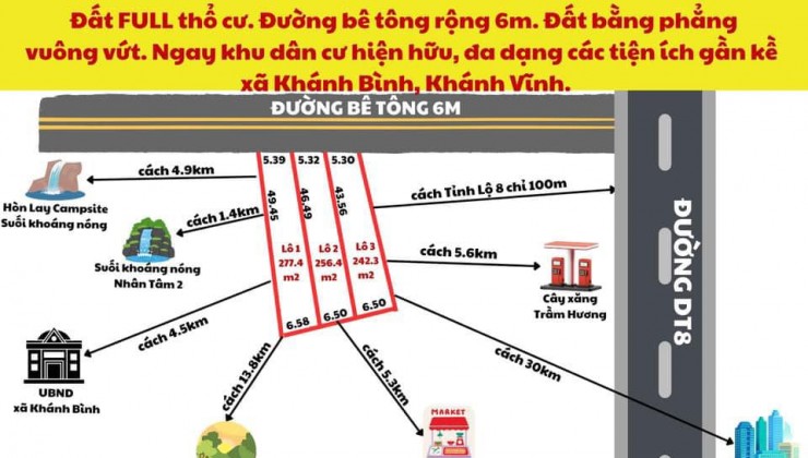 BÁN NHANH 3 LÔ ĐẤT THỔ CƯ, CHÍNH CHỦ GIÁ SỐC TẠI KHÁNH BÌNH - KHÁNH VĨNH!