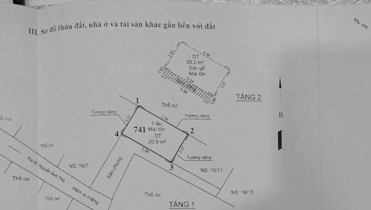 Bán nhà Hiệp Thành 26 Q12, 21m2, 2 Phòng ngủ, ngang 6m, Đ. 2m giá chỉ 1.x tỷ