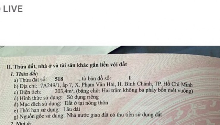 Bán đất tại đường Nguyễn Văn Búa Bình Chánh