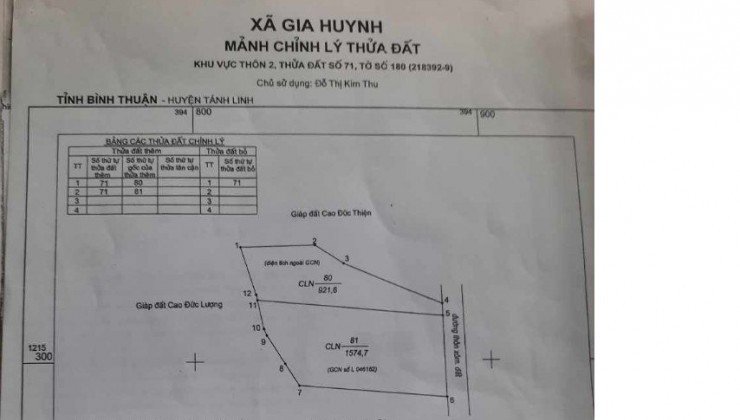 Đất Đẹp - Giá Tốt - Chính Chủ Cần Bán Lô Đất Vị Trí Đẹp Tại Xã Gia Huynh, Tánh Linh Bình Thuận