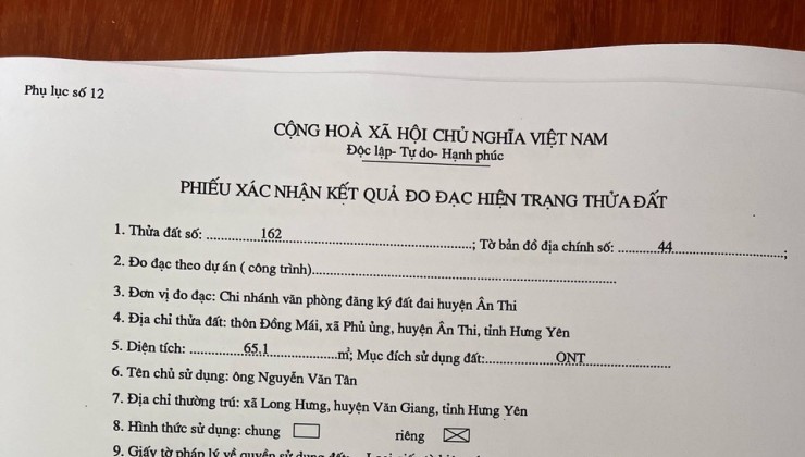 Cần bán 4 lô đất đẹp tại Phù Ủng, Ân Thi, Giá rẻ cho nhà đầu tư