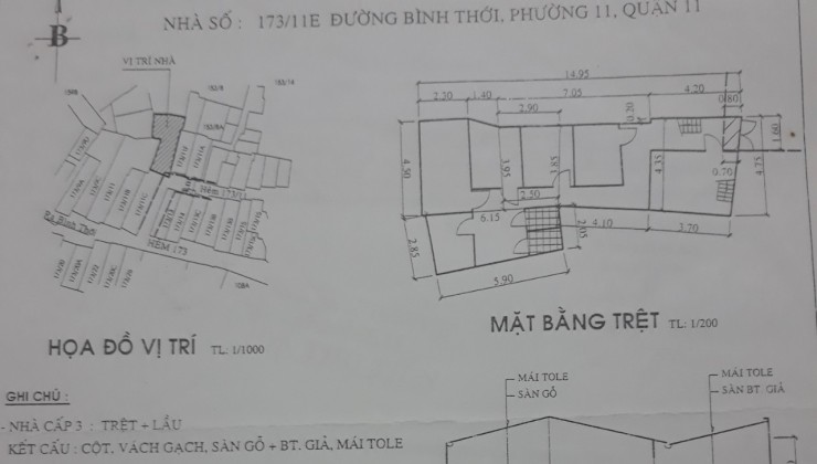 CHÍNH CHỦ BÁN NHÀ ĐƯỜNG BÌNH THỚI - PHƯỜNG 11 - QUẬN 11 Nhà có phòng trọ cho thuê