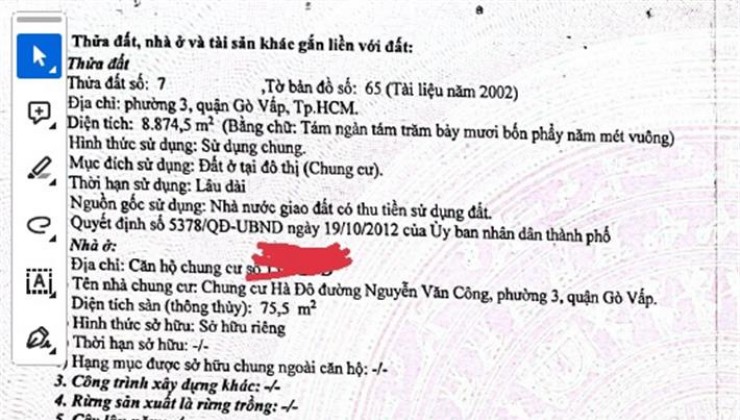 Chính Chủ Bán Căn Hộ Vị Trí Tại Dự án Hà Đô Green View, đường Nguyễn Văn Công, Quận Gò Vấp