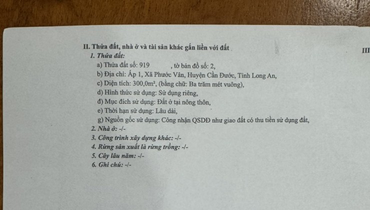 Chính Chủ Cần Bán Lô Đất Huyện Cần Đước, Long An