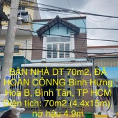 BÁN NHÀ DT 70m2, ĐÃ HOÀN CÔNNG Tại Bình Hưng Hoà B, Quận Bình Tân, TP HCM