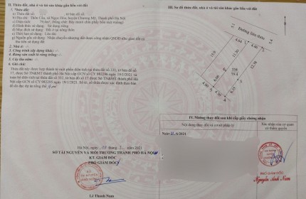 Cc gửi bán 57.5m2, tại xóm Làng, Đại Yên, Chương Mỹ, Hà Nội, nhưng chỉ tính tiền với diện tích hơn 46m2, mt 3.72m (tức được tặng không tầm hơn 11m2),