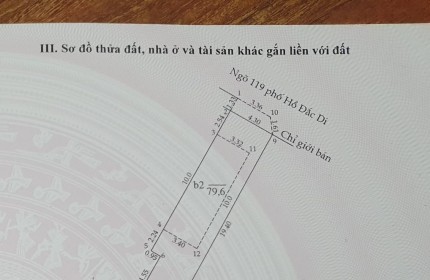 BÁN NHÀ HỒ ĐẮC DI LÔ GÓC Ô TÔ TRÁNH 80/85M X 3 TẦNG MT 4.3M GIÁ 12.9 TỶ.