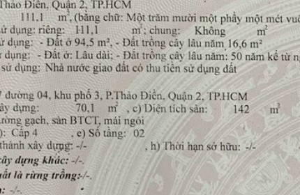 Bán nhà phố thảo điền quận 2