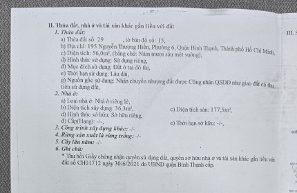 Chính chủ cấn Bán Nhà 195 Nguyễn Thượng Hiền , P6 , Q Bình Thạnh : 6 tầng :chỉ còn 10 ty8