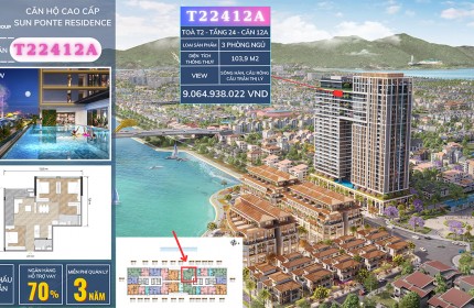 Bán căn 3 ngủ tầng cao view sông Hàn tại Sun Ponte Residence