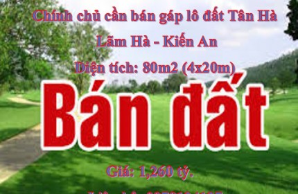 Chính chủ cần bán gáp lô đất Tân Hà, Lãm Hà, Kiến An ( ngay cầu Niệm).