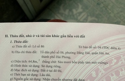 CHÍNH CHỦ CẦN BÁN ĐẤT TÁI ĐỊNH CƯ MAI TRUNG THỨ -  QUẬN HẢI AN - TP HẢI PHÒNG