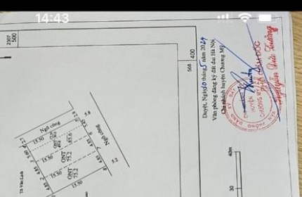 Hàng Mới tách cụm 3 lô Đại Yên, Chương Mỹ chỉ hơn 1 tỷ 
- Diện tích 75m 
- Đường Ô TÔ Tải Thông 
- Nằm giữa Tỉnh Lộ 419 và đường Nguyễn Anh Trỗi, sầm