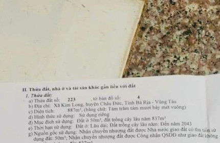 Chủ bán lô đất thị trấn Kim Long,mặt tiền đường nhựa Tam Long -Kim Long