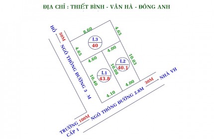 Bán đất phân lô tại  Đông Anh giá đầu tư,Lô góc 2 mặt tiền  chỉ hơn  tỷ  Đường oto đi tứ phía