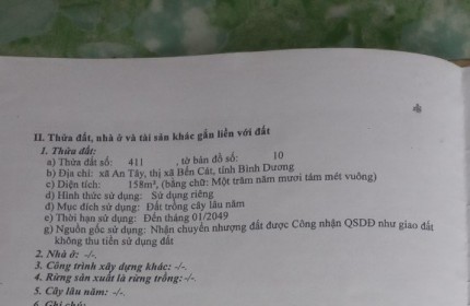 **CẦN BÁN LÔ ĐẤT MẶT TIỀN TẠI THỊ XÃ BẾN CÁT - TỈNH BÌNH DƯƠNG