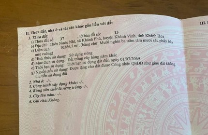 ~NÓNG ! CHÍNH CHỦ CẦN BÁN NHANH LÔ ĐẤT  KHÁNH PHÚ- KHÁNH VĨNH - KHÁNH HÒA