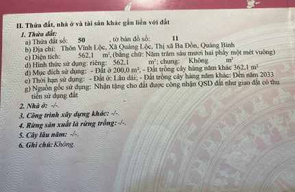 “ CHÍNH CHỦ BÁN ĐẤT TẶNG NHÀ CẤP 4 TẠI THỊ XÃ BA ĐỒN, QUẢNG BÌNH