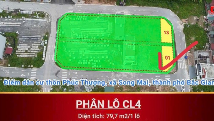 Chỉ 1,8 tỷ sở hữu đất đấu giá lô góc rẻ nhất TP Bắc Giang 80m2 sẵn sổ đỏ. Lh:0931894139