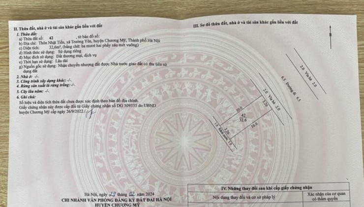 Cc gửi bán 33m2, Đất khu nhà ở Nhật Tiến Trường Yên, Chương Mỹ, Hà Nội, ô tô tránh, kinh doanh, văn phòng