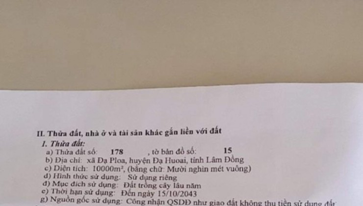 ĐẤT CHÍNH CHỦ - GIÁ TỐT - Vị Trí Đẹp Tại Lâm Đồng