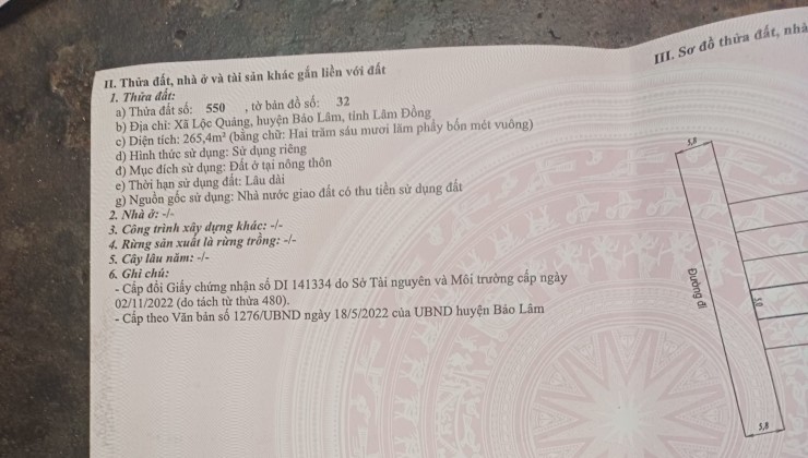 ĐẤT CHÍNH CHỦ - GIÁ TỐT - Vị Trí Đẹp Tại Xã Lộc Quảng, Huyện Bảo Lâm, Lâm Đồng