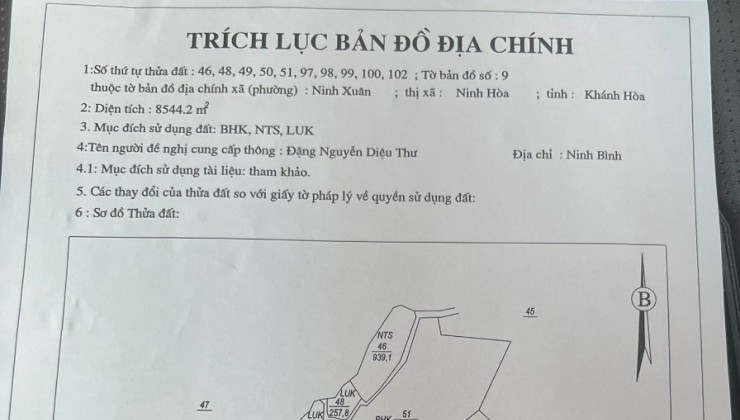 Mua Đất Sinh Lời, Đất Nông Nghiệp Giá Rẻ: 8544m2 Với Giá Chỉ 6xx Triệu (Có Thương Lượng)!!