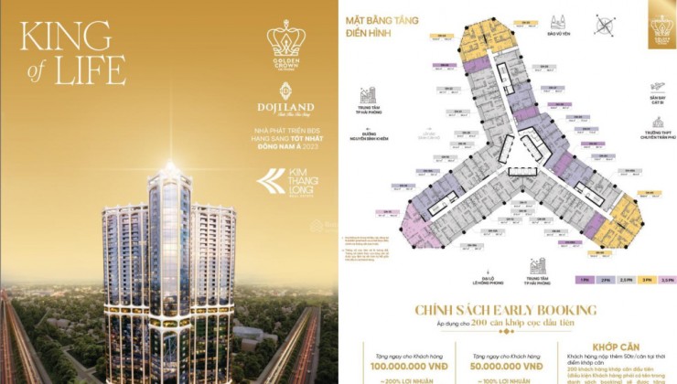 Nhận Booking. Quỹ căn vị trí siêu đẹp, giá hấp dẫn tại biểu tượng Golden Crown Hải Phòng