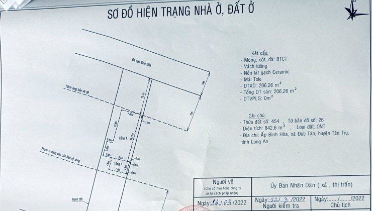 Bán gấp lô đất thổ có nhà mặt tiền sông Vàm Cỏ Tây giá 2,1 tỷ