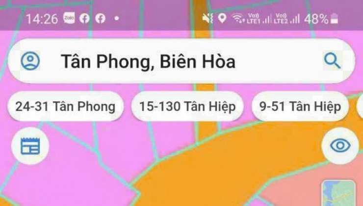 Bán lô đất mặt tiền Hồ Hoà KDC Phúc Hải Tân Phong, gần UBND, chỉ 3tỷ8