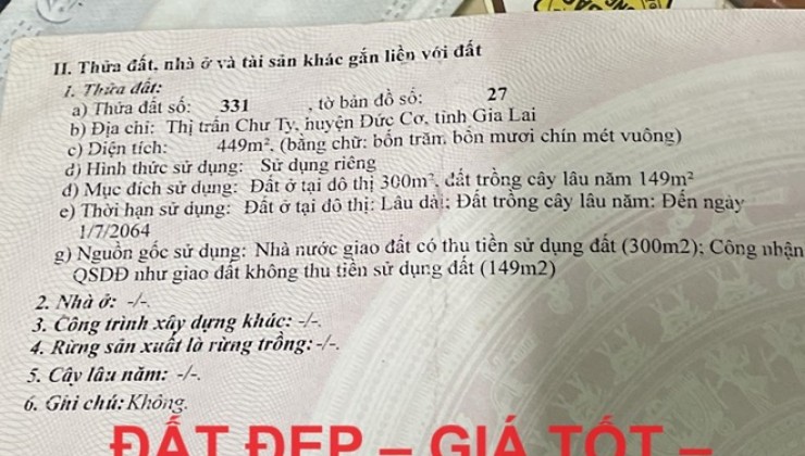 ĐẤT ĐẸP – GIÁ TỐT – CHÍNH CHỦ BÁN LÔ ĐẤT Tại Thị Trấn Chư Ty, Đức Cơ, Gia Lai