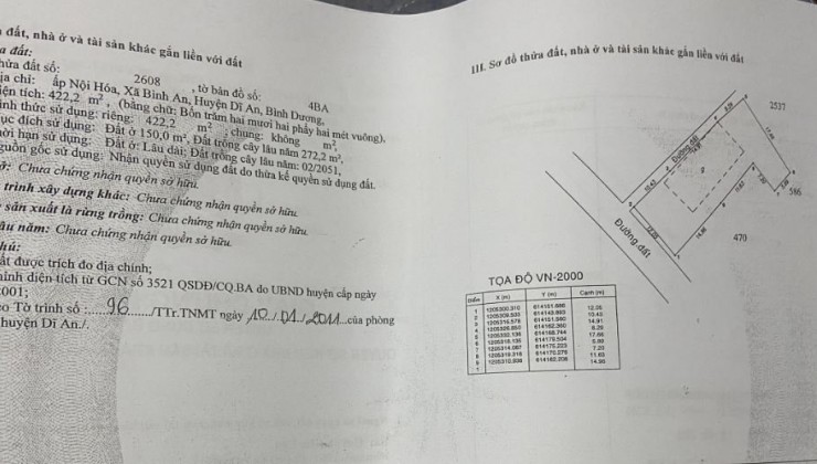 Cần BÁN ĐẤT - NHÀ THÀNH PHỐ DĨ AN, Diện Tích Rộng, Đường Ô Tô