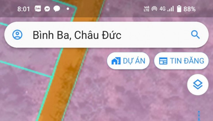 Chủ cần bán 2 lô liền kề mặt tiền nhựa kdc bình ba châu đức , brvt