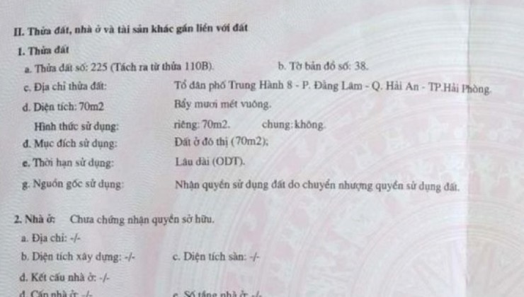 Bán đất tặng dãy nhà trọ tại Đông Trung Hành, 70m GIÁ 2.8 tỉ để ở hoặc để dành đẹp