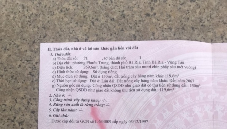 CHÍNH CHỦ Cần Bán Gấp Nhà Vị Trí Đẹp Tại P. Phước Trung, TP Bà Rịa, Bà Rịa Vũng Tàu