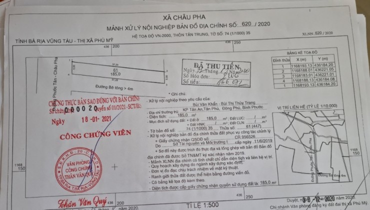 Chủ cần bán căn nhà 2 mặt tiền thôn Tân Trung, Châu Pha, Phú Mỹ, BRVT