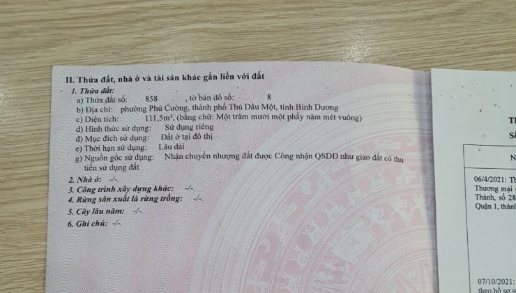 Bán Nhà Hẻm Đường Cách Mạng Tháng 8, Phú Cường, Thủ Dầu Một, Bình Dương - Diện Tích 111m²