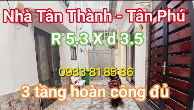 Nhỉnh 2 tỷ 7 Có căn nhà 3 tầng rộng 5,3 x 3.55 Tân Thành - Quận Tân Phú